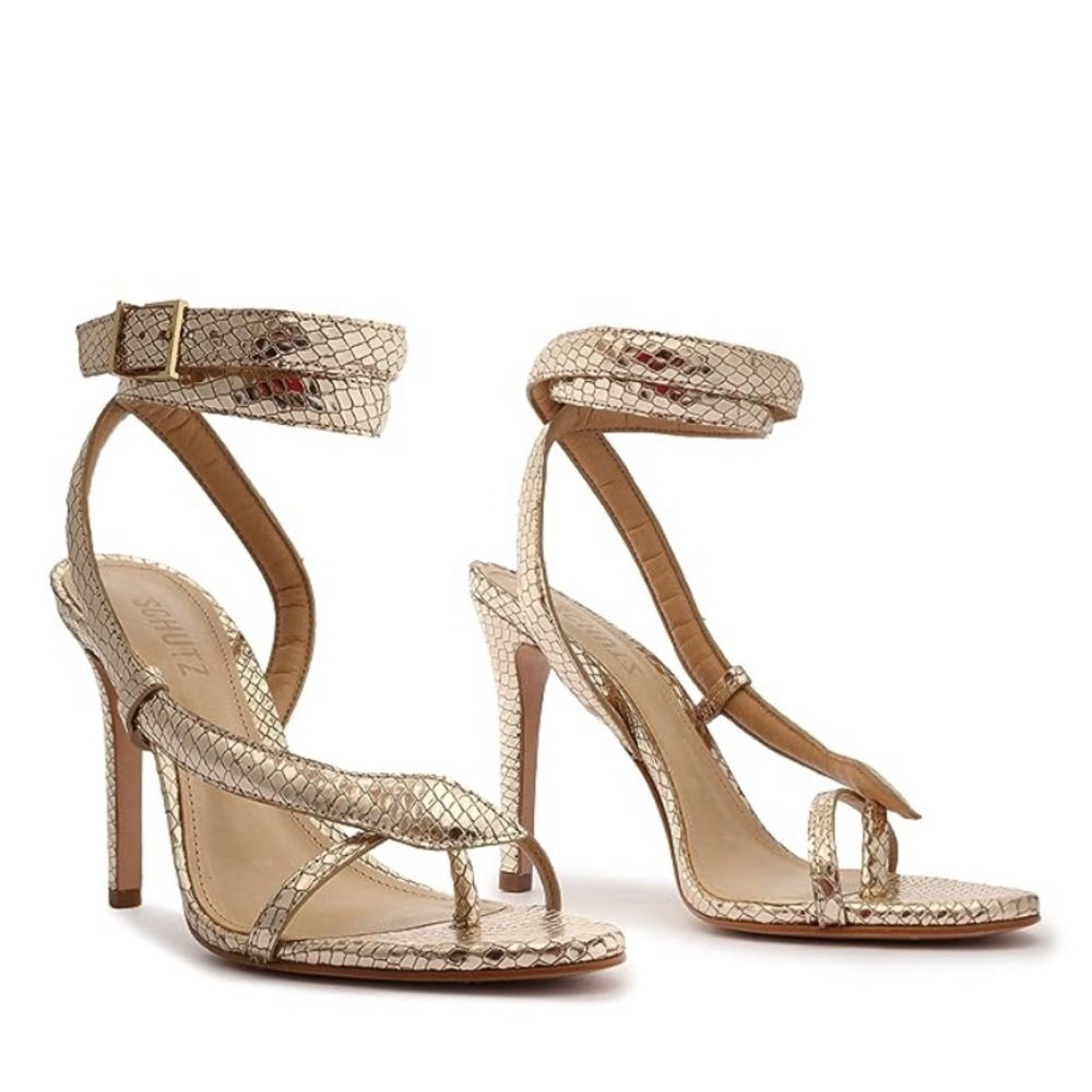 Schutz Courtney High Gold Strappy Sandal